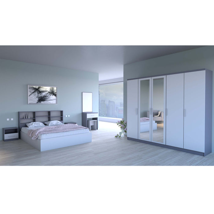 ORC Bedroom Set QUEEN w/5D Wardrobe Grey White