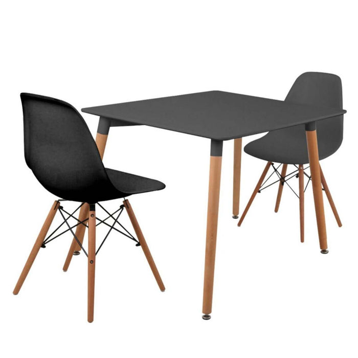 Dining Table Set GLT02+GLB310-1 (1+2) - BLACK