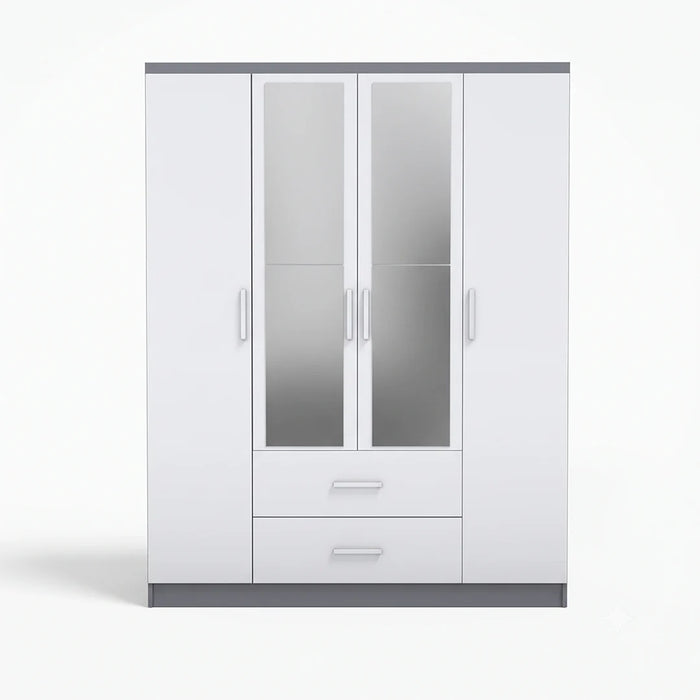 ORC Bedroom Set QUEEN w/4D Wardrobe Grey White