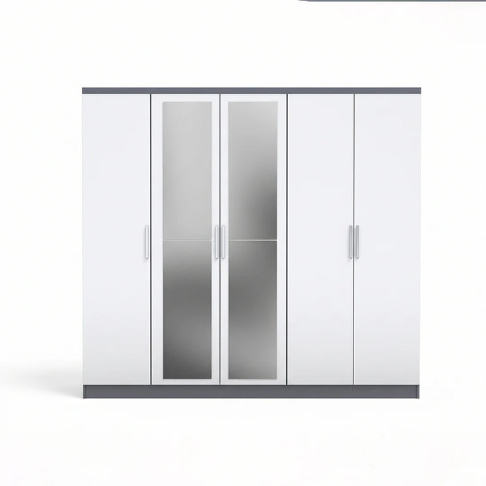 ORC Bedroom Set QUEEN w/5D Wardrobe Grey White
