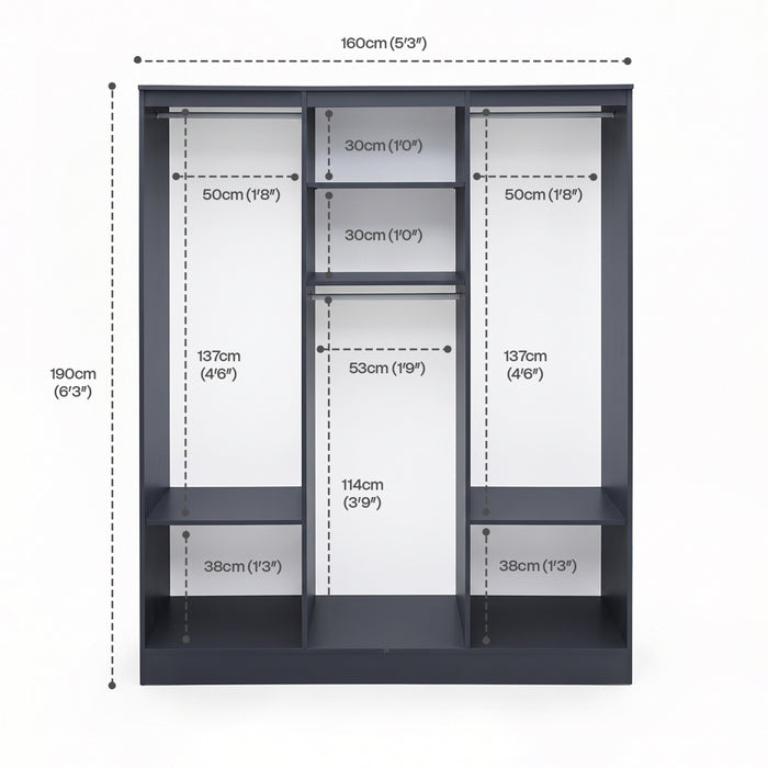 YS Wardrobe 6 Door WD 080624 1600x1900mm