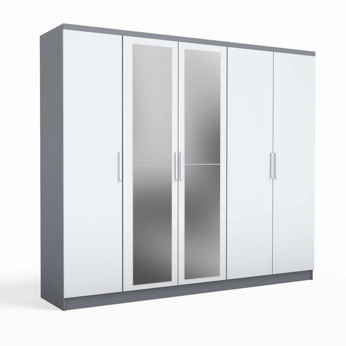 ORC Bedroom Set KING w/5D Wardrobe Grey White
