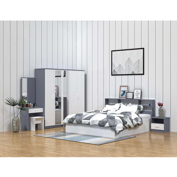 ORC Bedroom Set QUEEN w/5D Wardrobe Grey White