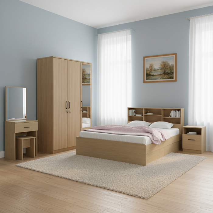ORC Bedroom Set QUEEN w/3D Wardrobe Winter Maple