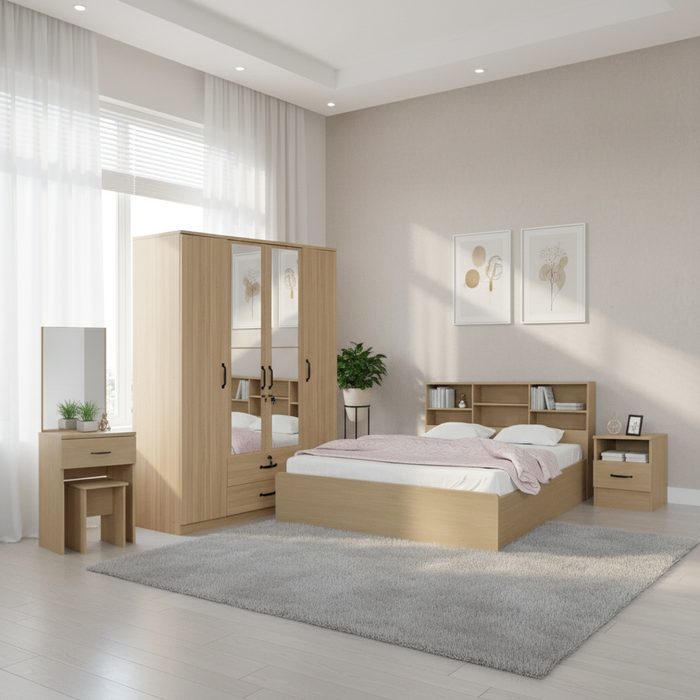 ORC Bedroom Set KING w/4D Wardrobe Winter Maple