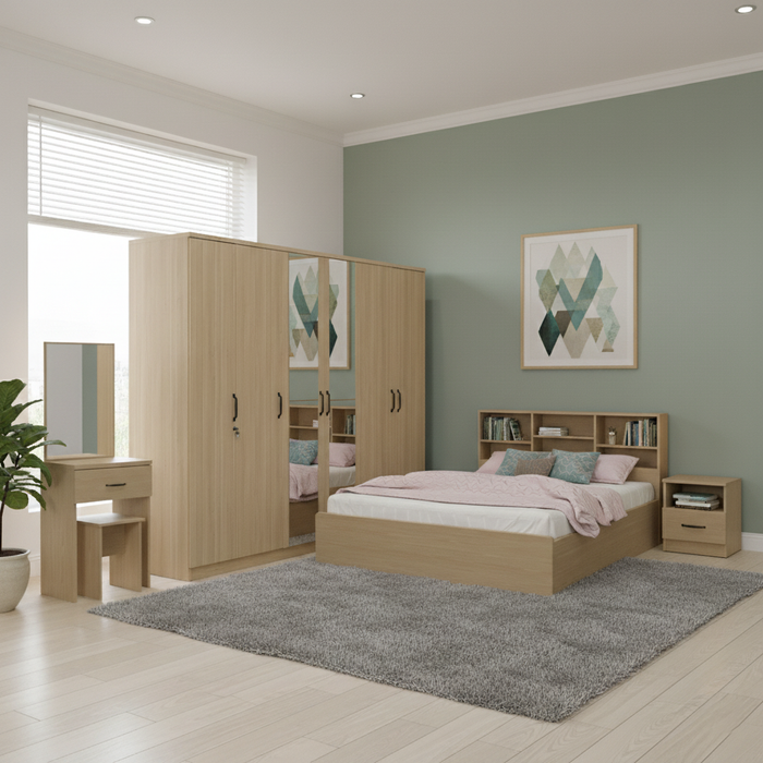 ORC Bedroom Set QUEEN w/6D Wardrobe Winter Maple
