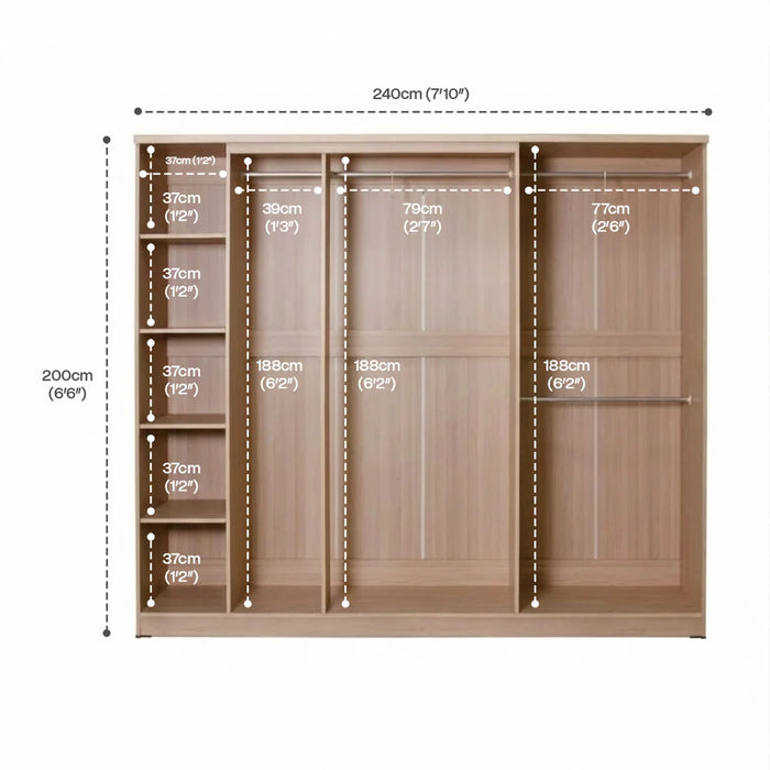 ORC Bedroom Set QUEEN w/6D Wardrobe Winter Maple