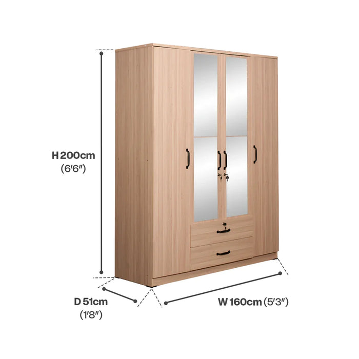ORC Bedroom Set QUEEN w/4D Wardrobe Winter Maple