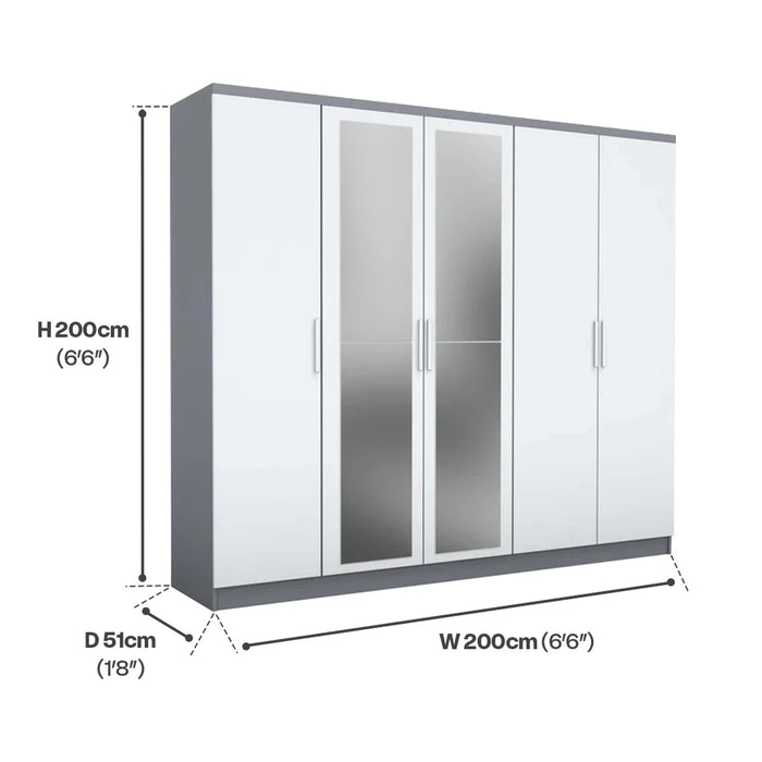 ORC Bedroom Set KING w/5D Wardrobe Grey White