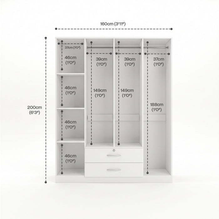 ORC Bedroom Set DOUBLE w/4D Wardrobe