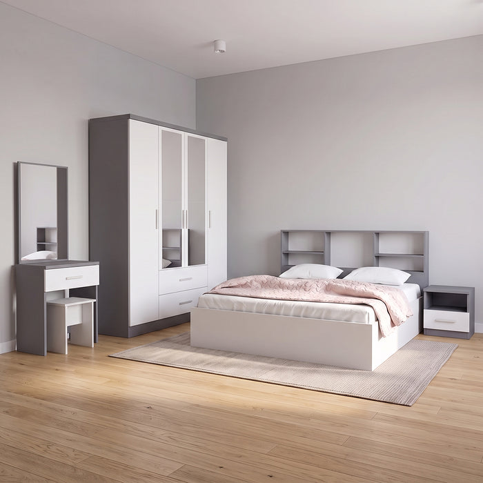 ORC Bedroom Set QUEEN w/4D Wardrobe Grey White
