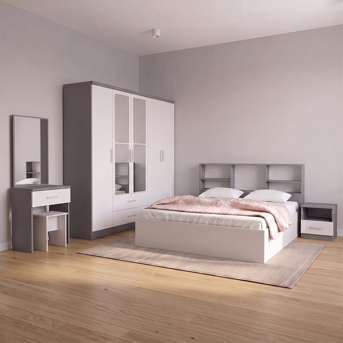 ORC Bedroom Set QUEEN w/5D Wardrobe Grey White