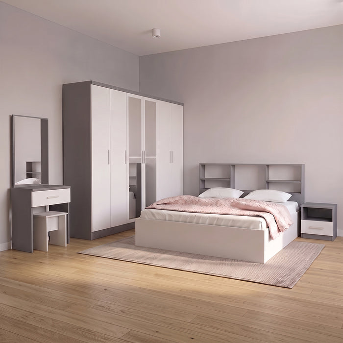 ORC Bedroom Set KING w/6D Wardrobe Grey White